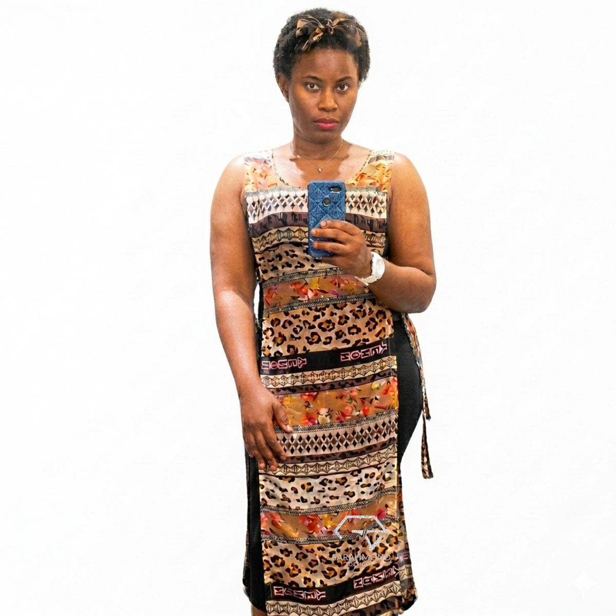 Otutu Vintage Kimono Dress With Waist Tie - Custom Made