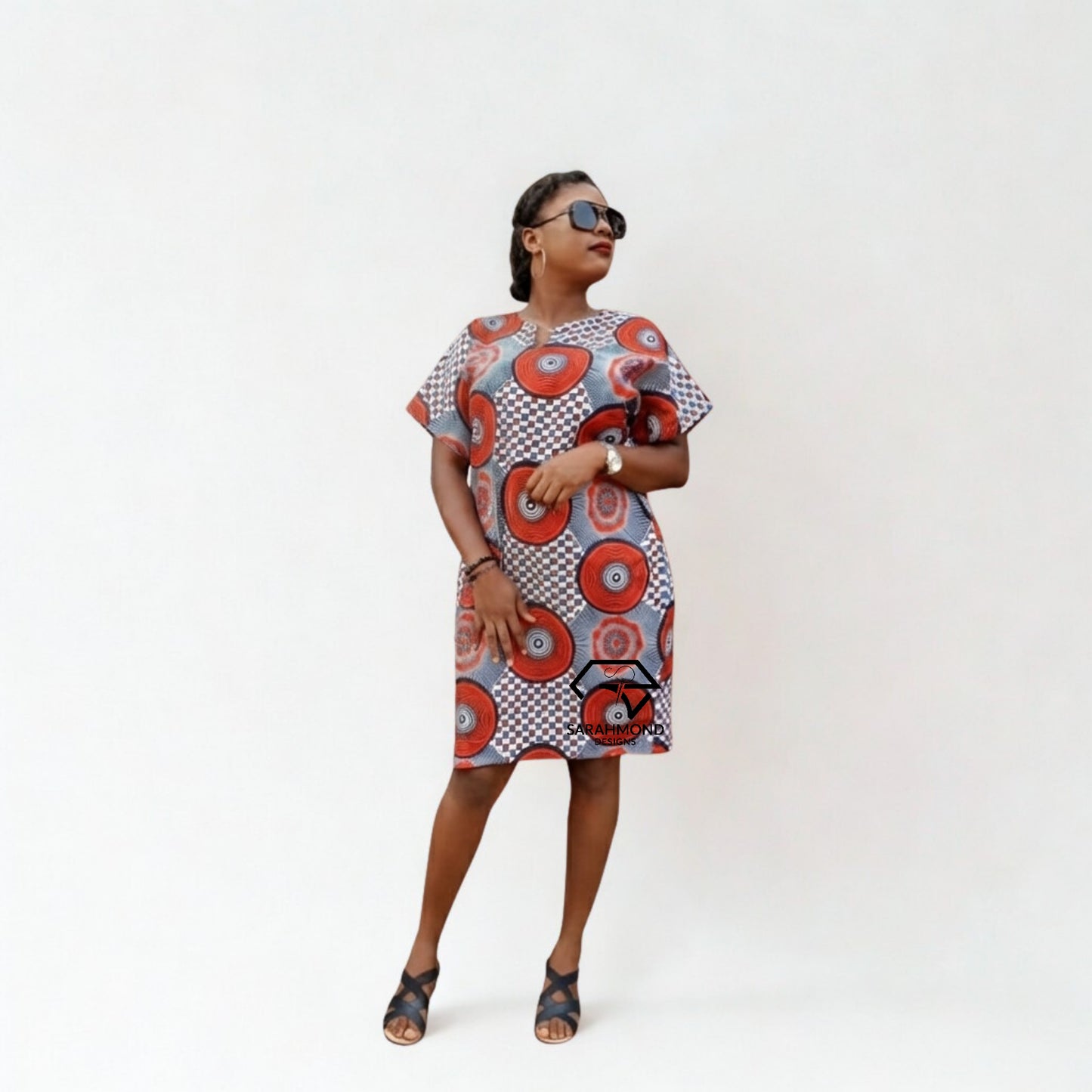 The Latest Ankara Shift Short Dress With V Neck Slit - Custom Made