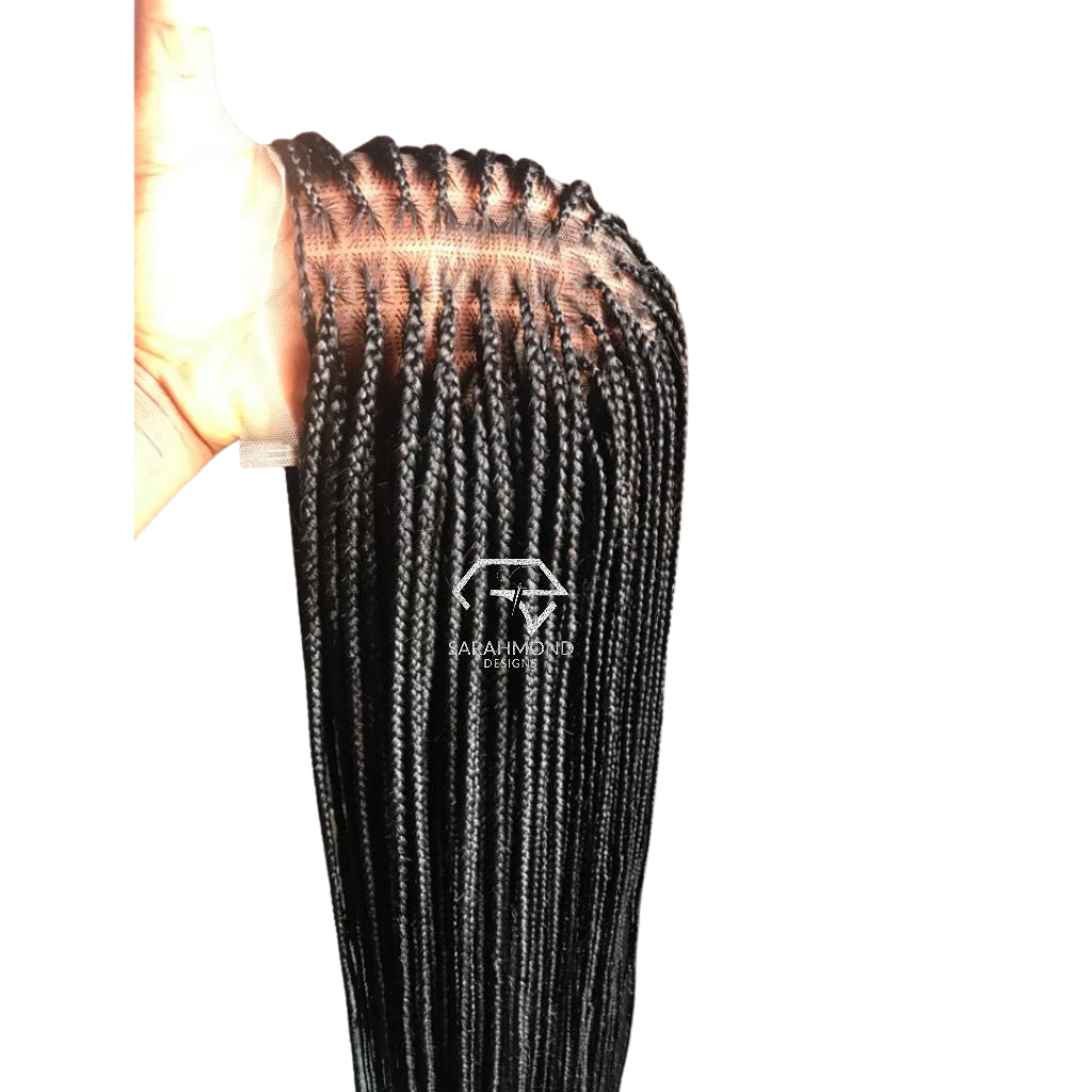 Trenzas sin nudos listas para enviar y peluca africana trenzada personalizada negra - Trenzas largas y medianas