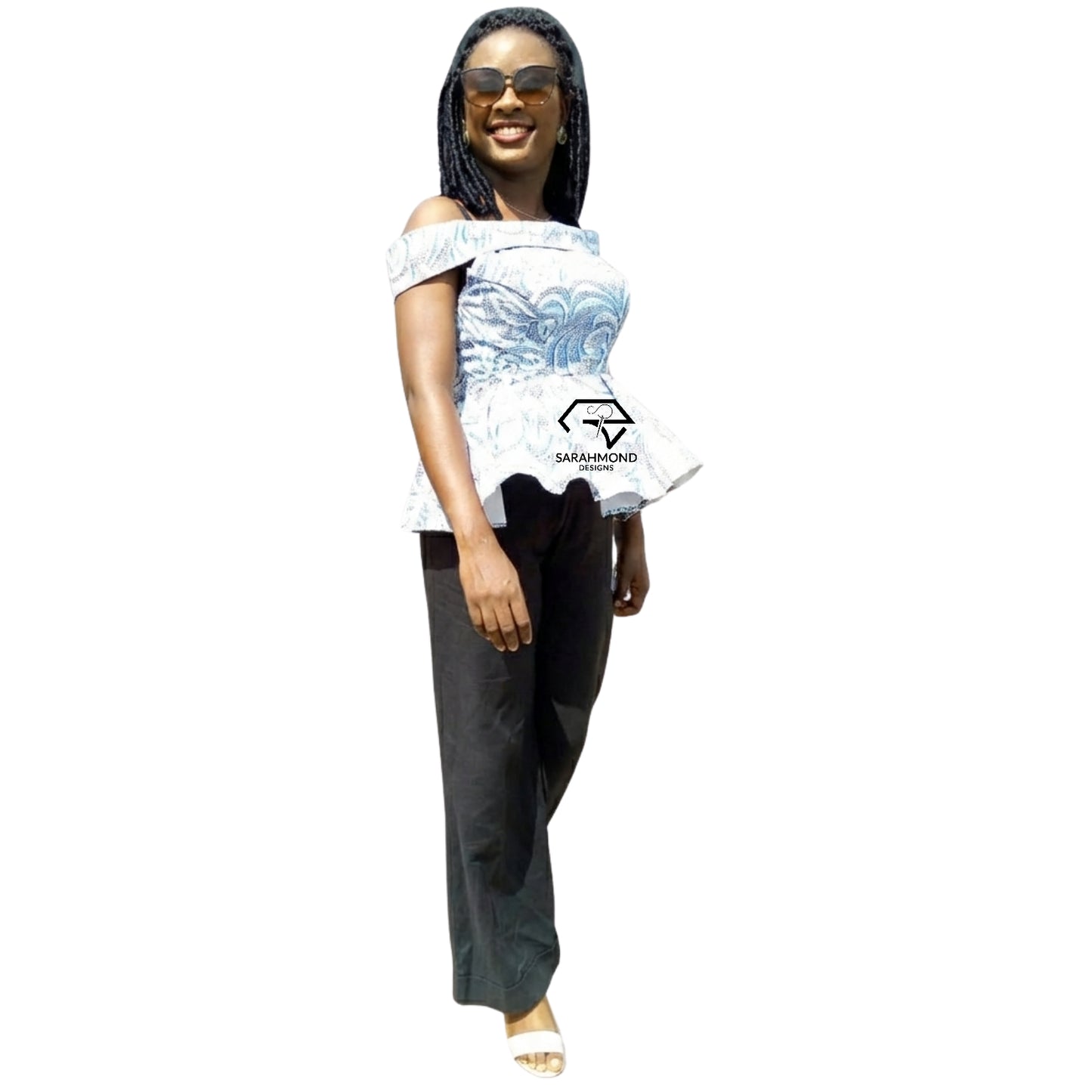 Delly Ankara Off-Shoulder Top With Peplum - Custom Made