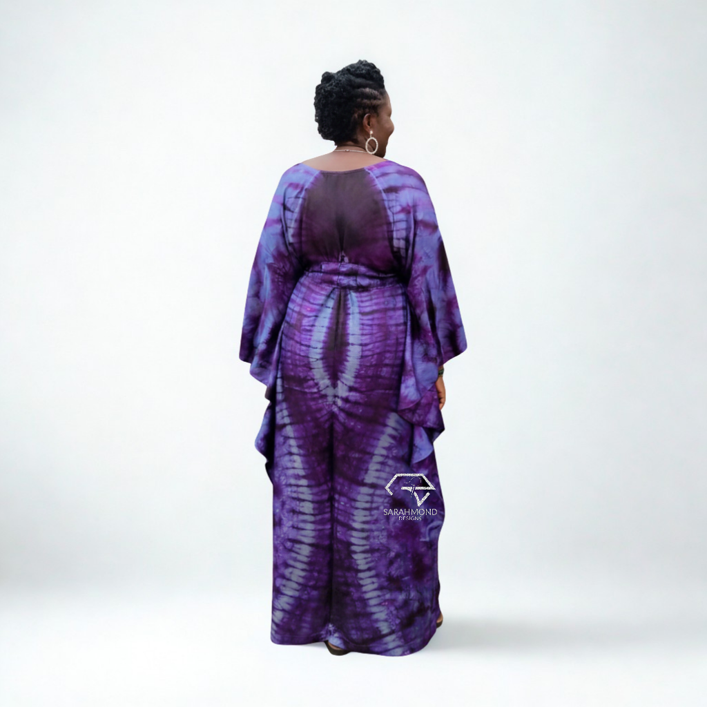 Belinda Water Fall Kampala Boubou Long Dress With Belt - Custom Made
