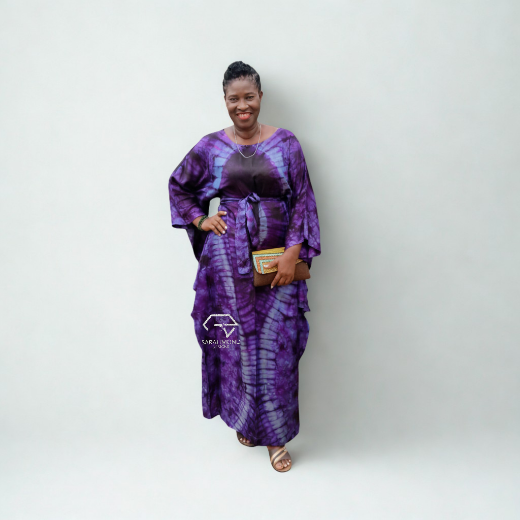 Belinda Water Fall Kampala Boubou Long Dress With Belt - Custom Made