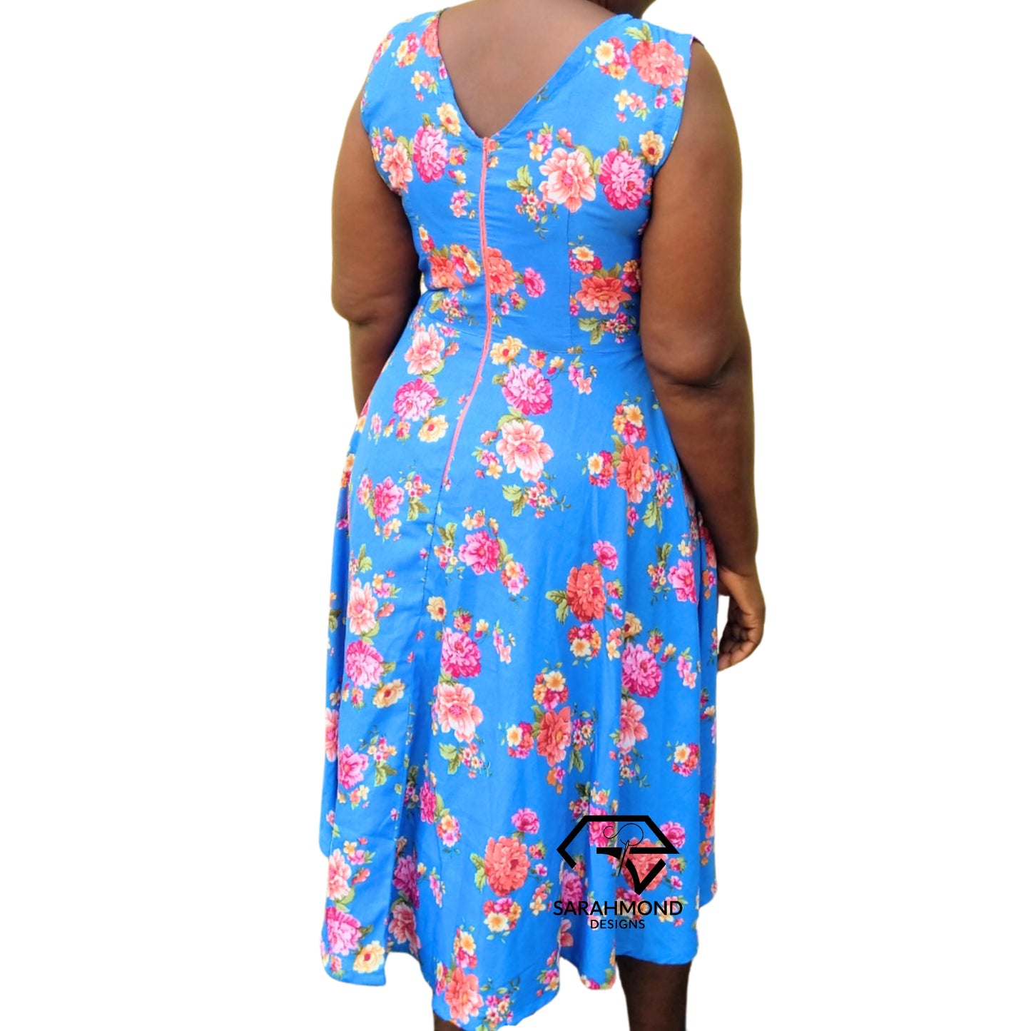 Aizal Vintage Armless Flared Short Dress With V-back Neckline - Custom Made