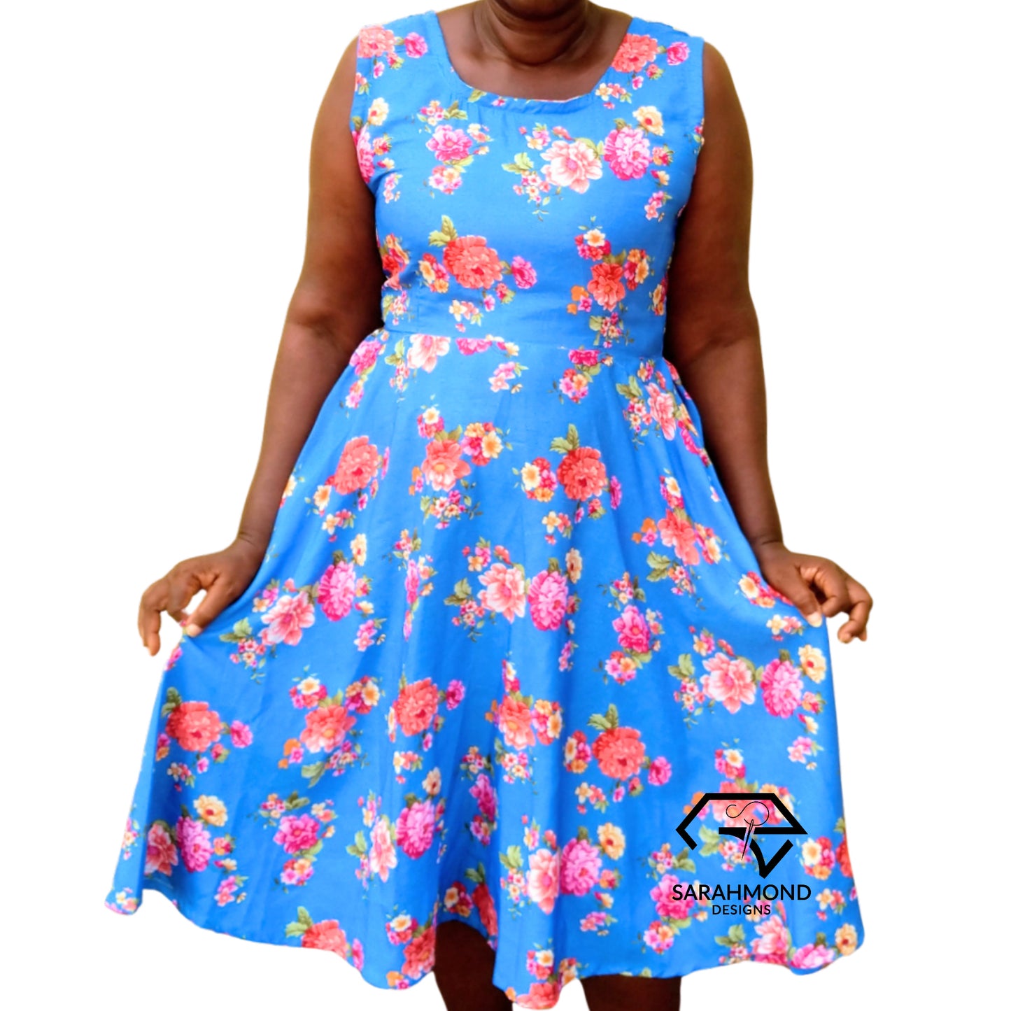 Aizal Vintage Armless Flared Short Dress With V-back Neckline - Custom Made