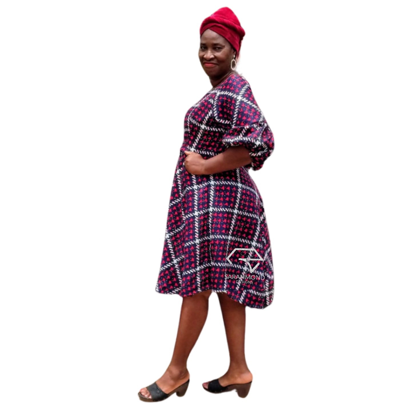 Wendy Vintage Flared High-low Short Dress With Puff Sleeves And Pockets - Custom Made