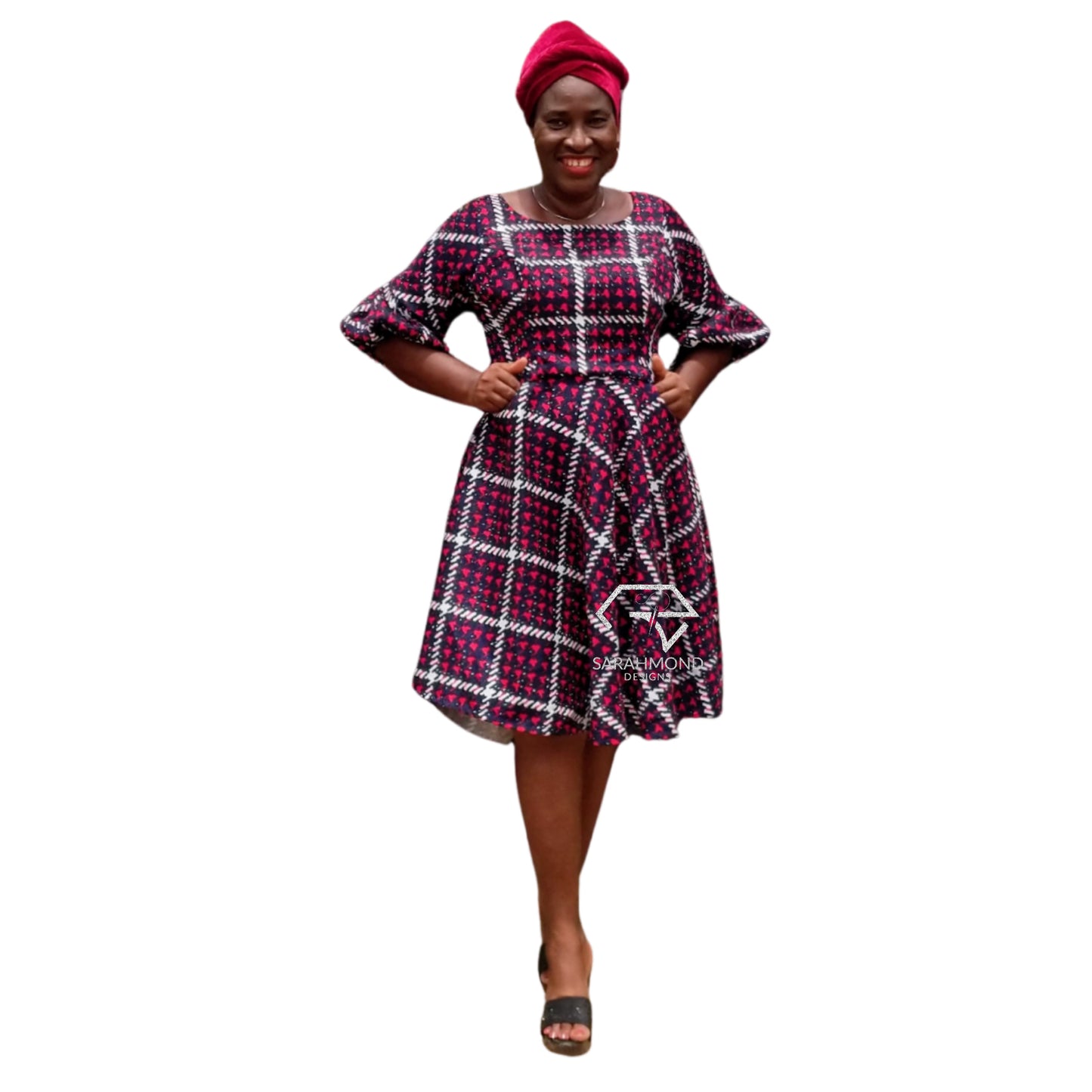 Wendy Vintage Flared High-low Short Dress With Puff Sleeves And Pockets - Custom Made