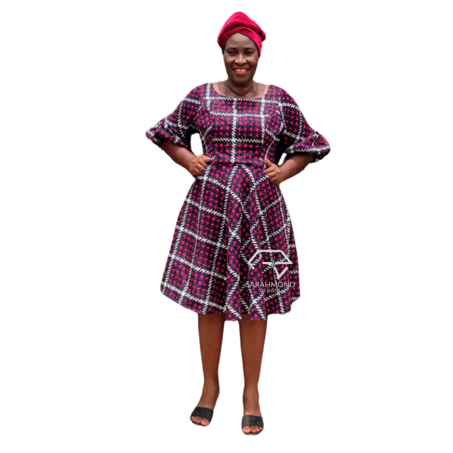 Wendy Vintage Flared High-low Short Dress With Puff Sleeves And Pockets - Custom Made