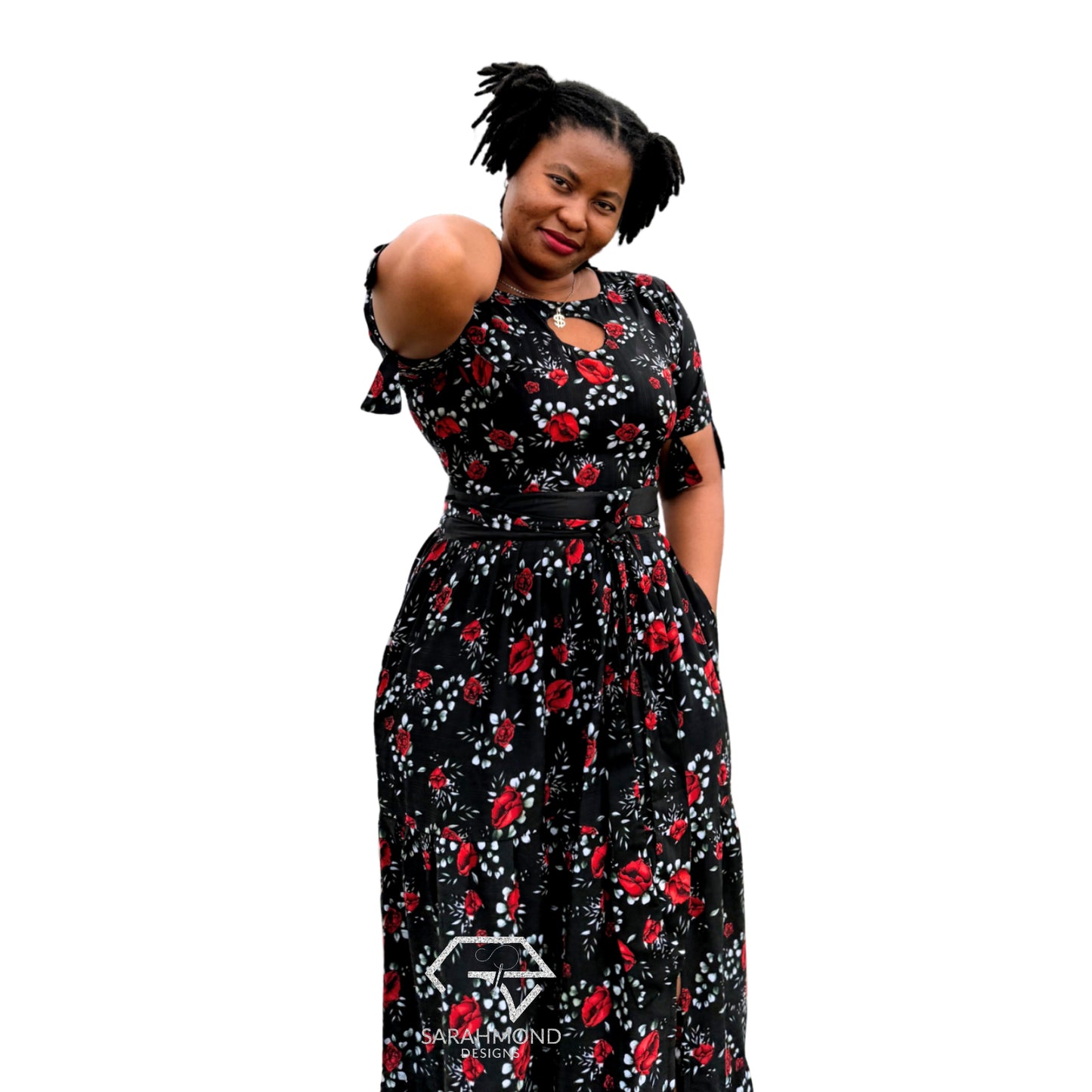 Zoe Vintage Caribbean Keyhole Tiered Long Dress With Triangle Fringe Sleeves - Custom Made