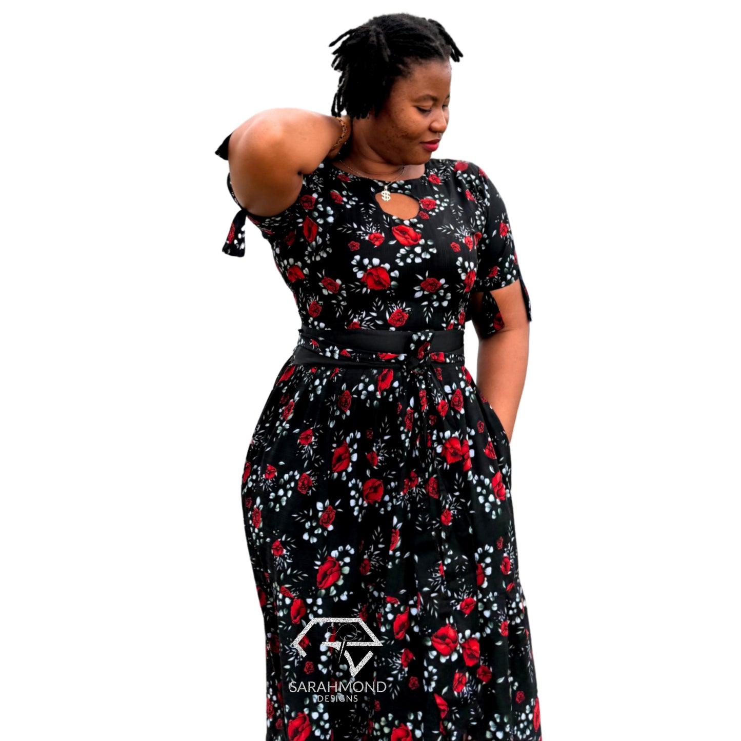 Zoe Vintage Caribbean Keyhole Tiered Long Dress With Triangle Fringe Sleeves - Custom Made