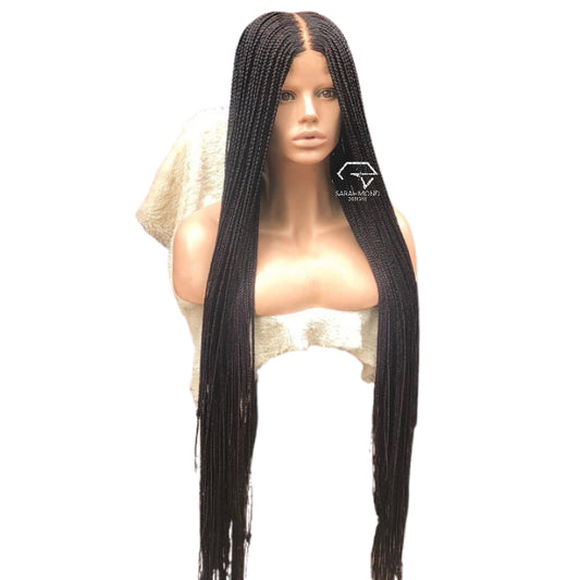 Knotless Center Part Braided Ready To Ship And Custom African Braided Wig Black - Long Medium Braids