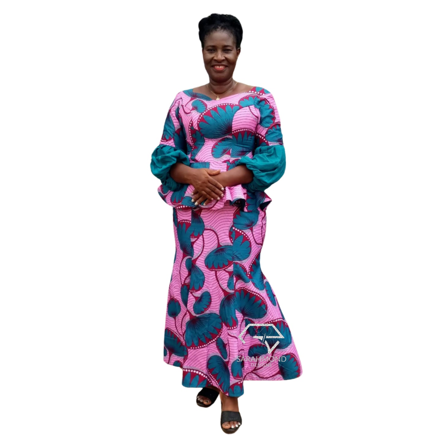 Opera Ankara Two Piece Set With Long Six Pieces Skirt And Peplum Top - Custom Made