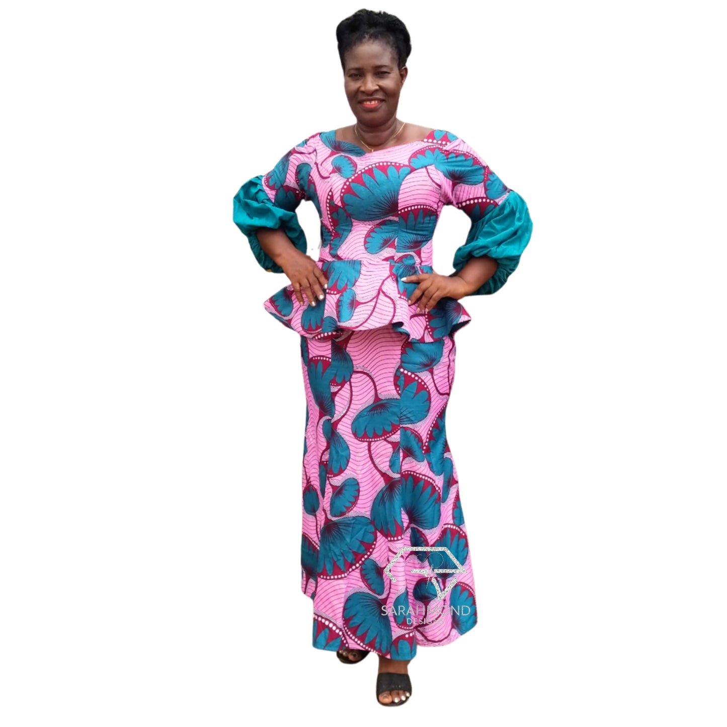 Opera Ankara Two Piece Set With Long Six Pieces Skirt And Peplum Top - Custom Made