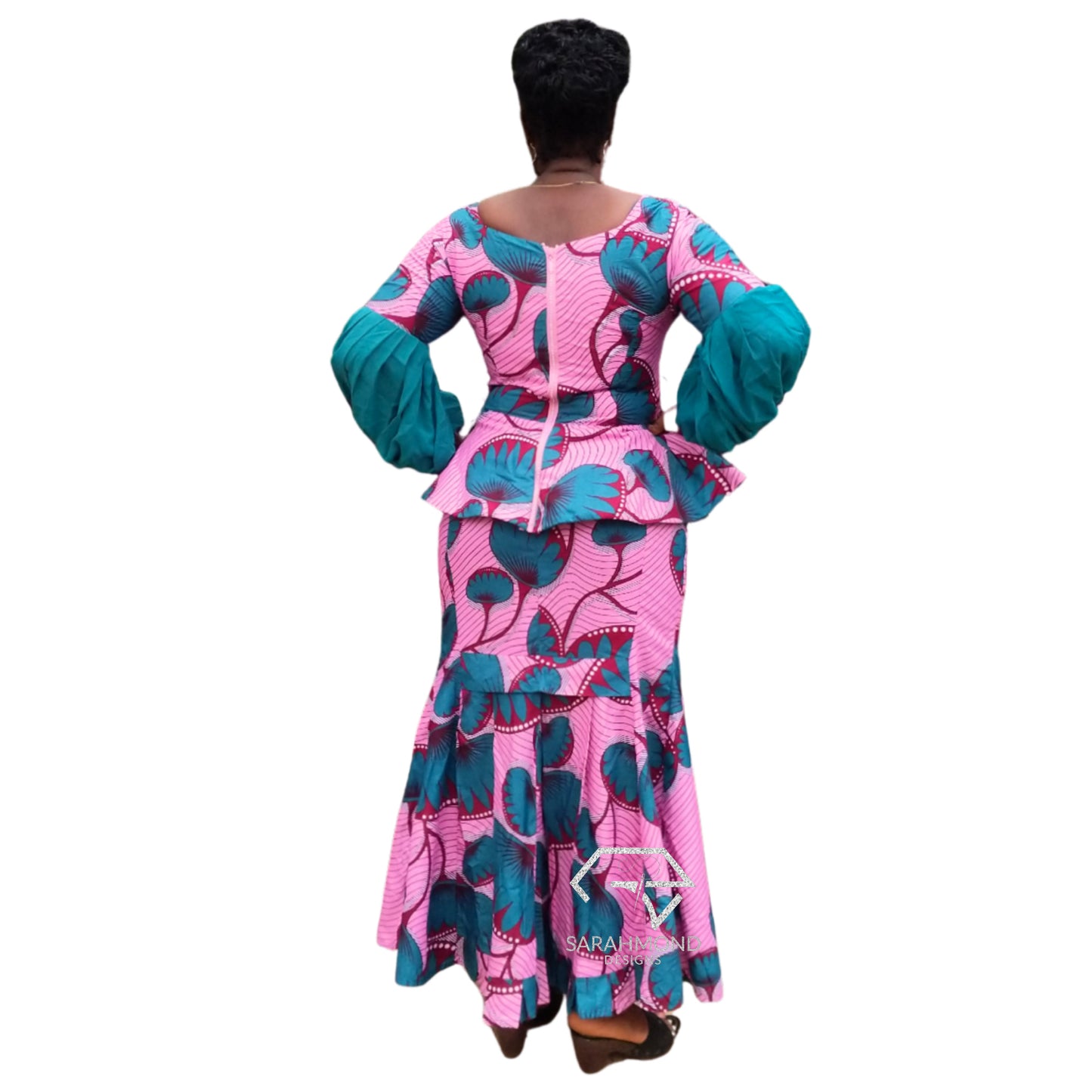 Opera Ankara Two Piece Set With Long Six Pieces Skirt And Peplum Top - Custom Made