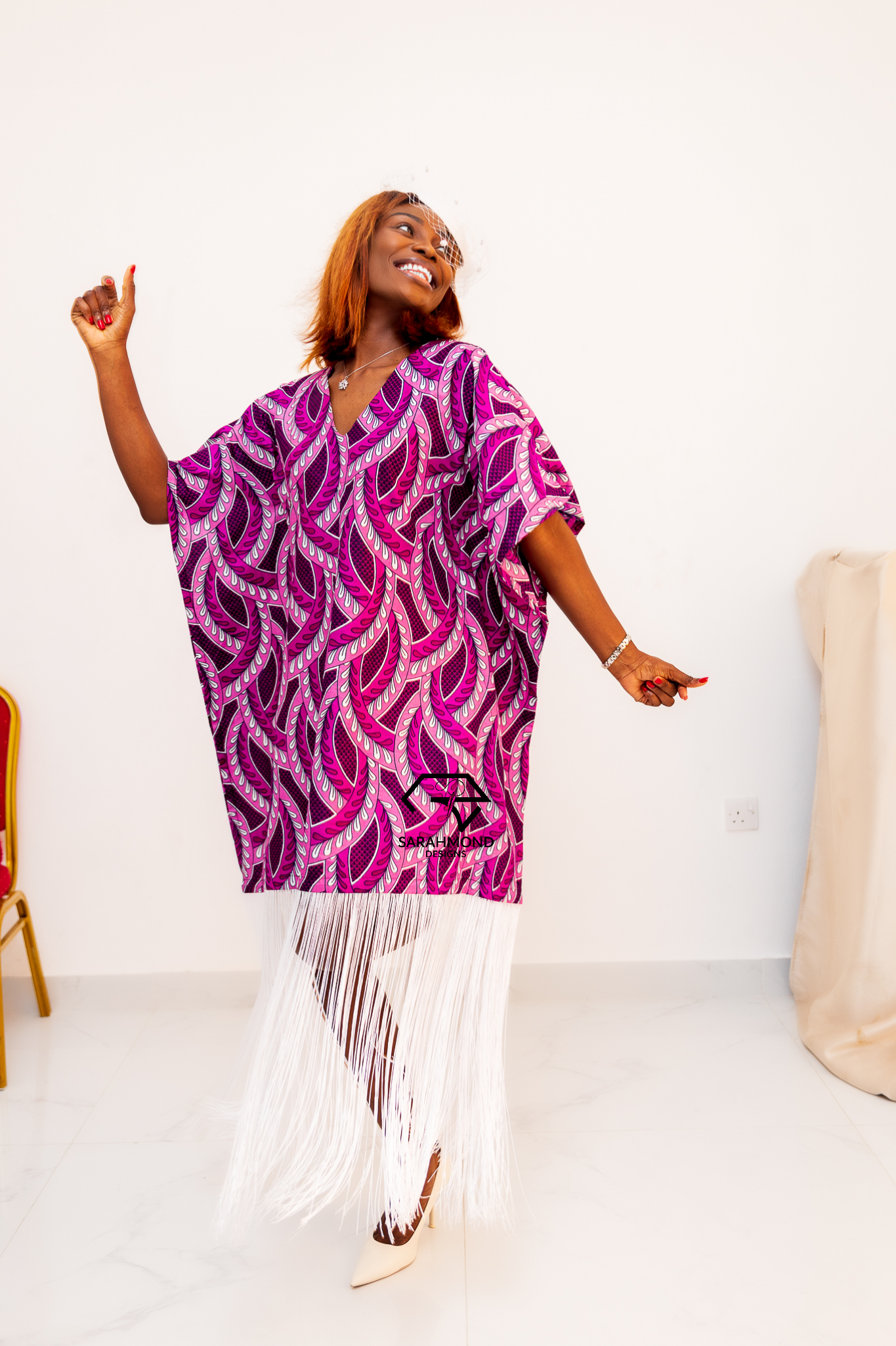 Tamara Ankara African BouBou Short Dress With Fringe - Custom Made