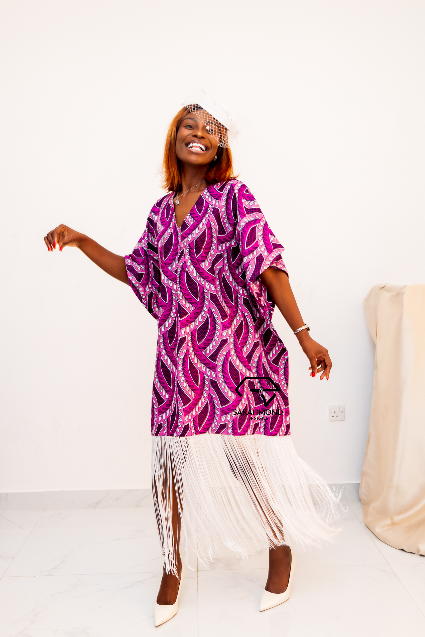 Tamara Ankara African BouBou Short Dress With Fringe - Custom Made