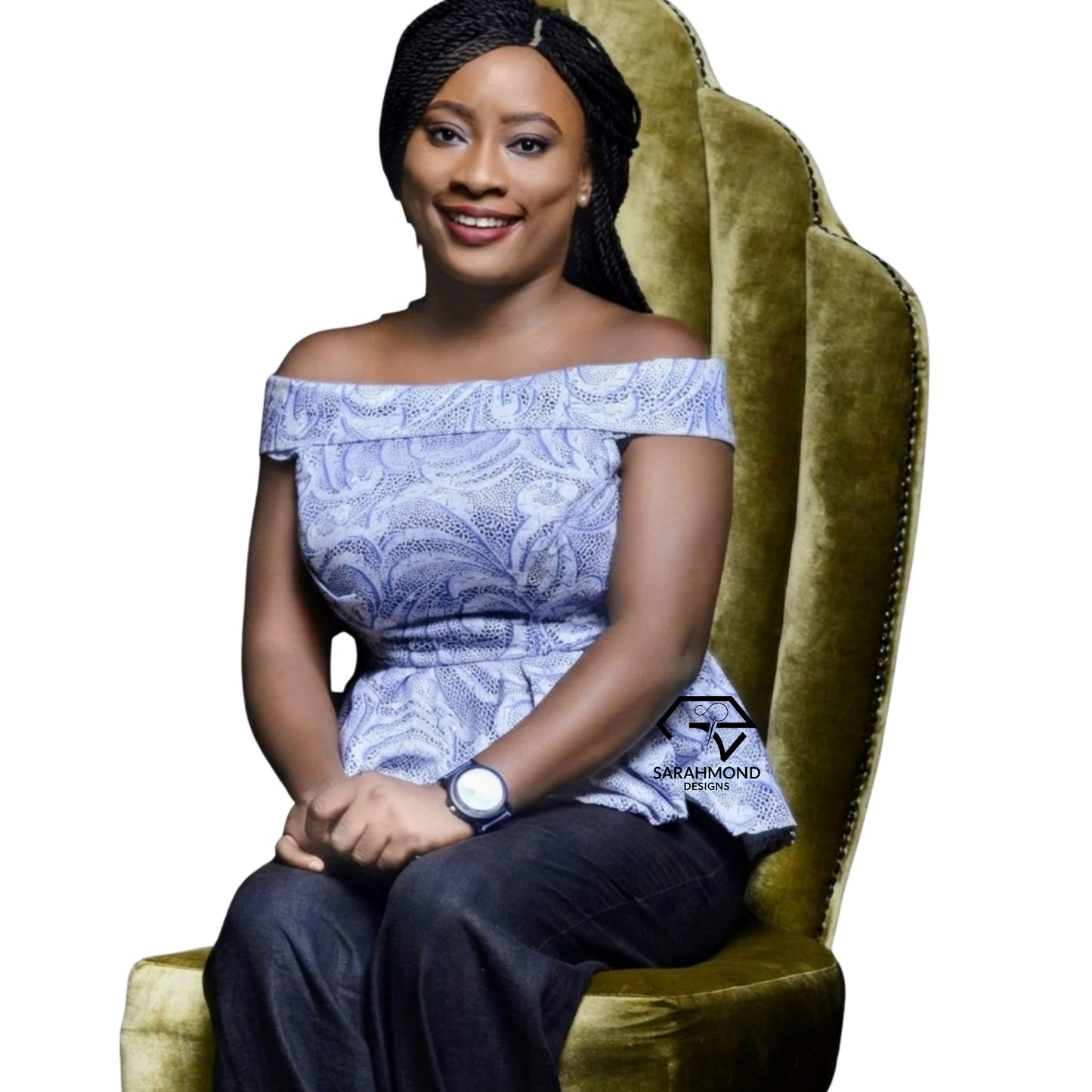 Delly Ankara Off-Shoulder Top With Peplum - Custom Made