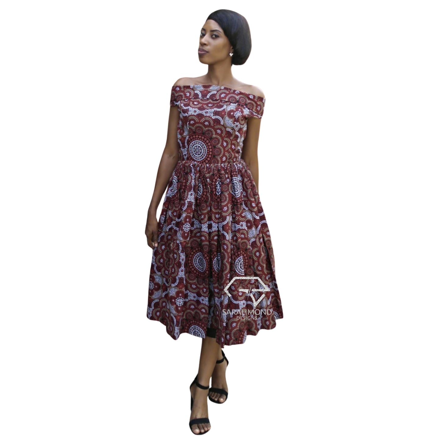 Doll Up Ankara Gathered Short Dress With Off-Shoulder - Custom Made