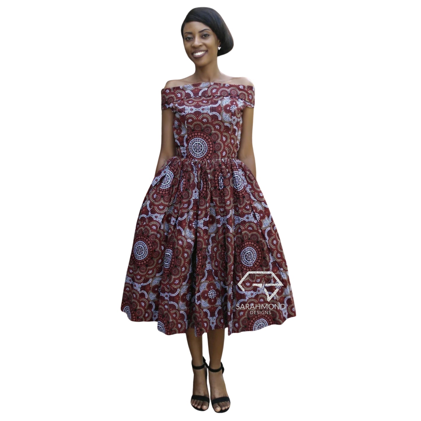 Doll Up Ankara Gathered Short Dress With Off-Shoulder - Custom Made
