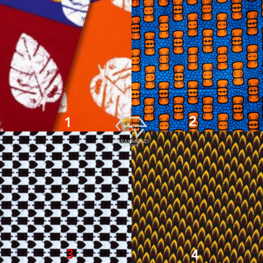 Premium African Ankara 100% Cotton Fabrics - African Wax Prints In Burgundy, Blue, Orange, White, Brown, Multicolor And Leafy, Bow Tie, Geometric, Vintage Shapes And Designs