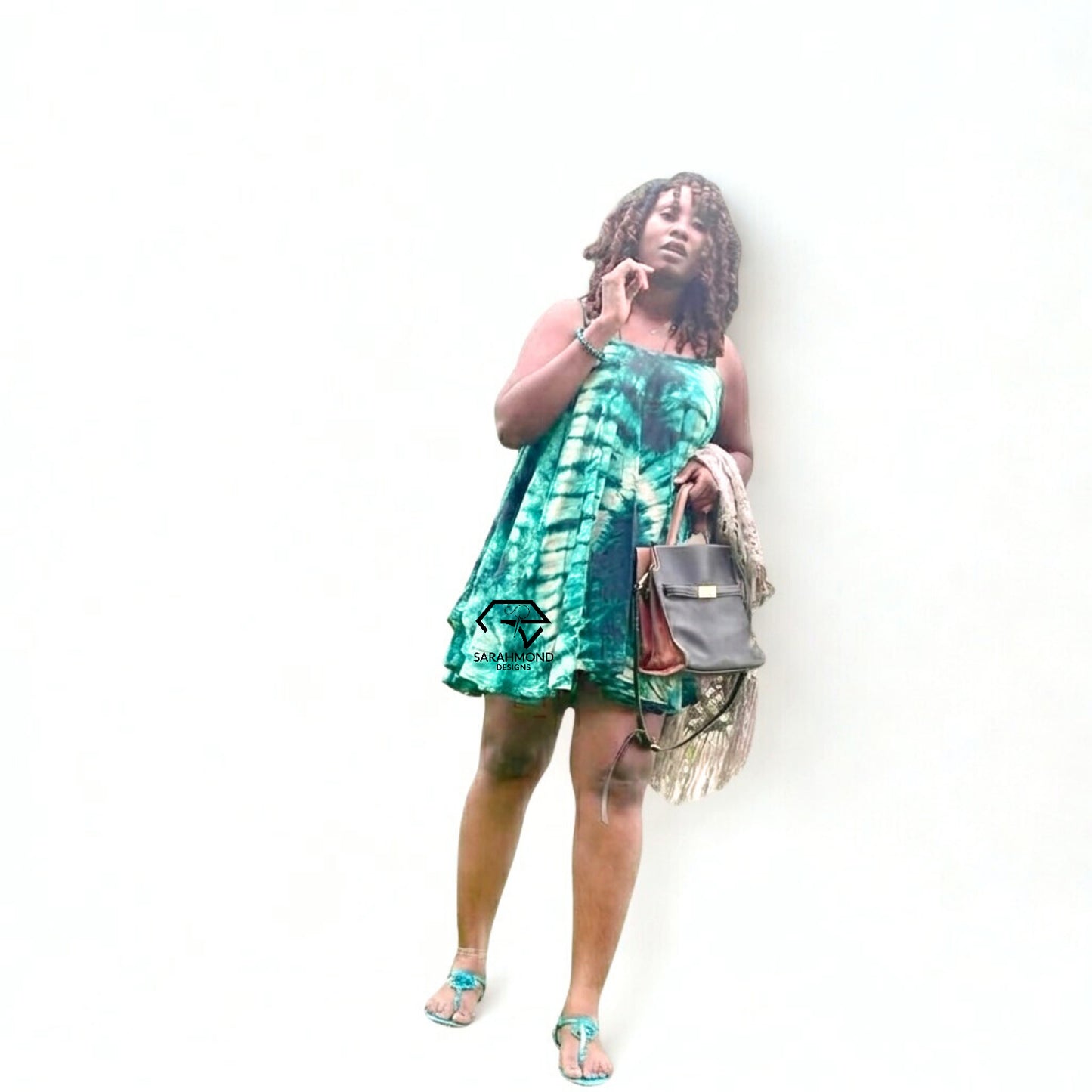 Ethel Flared African Kampala Short Dress With Spaghetti Strap - Custom Made