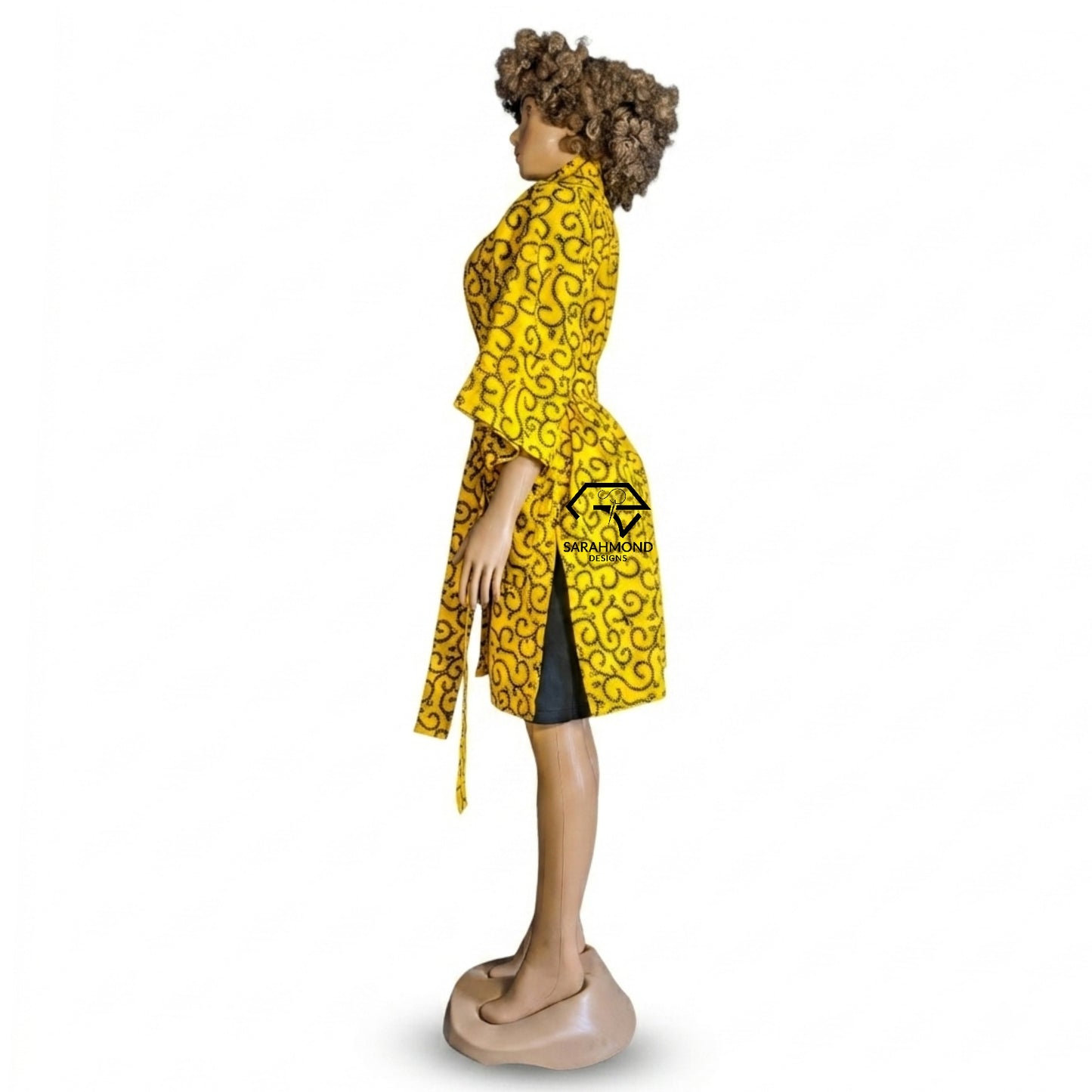 Sonia Women's Wide Sleeves African Print Oversized Kimono With Belt And Deep Pockets - One Size Fit Most