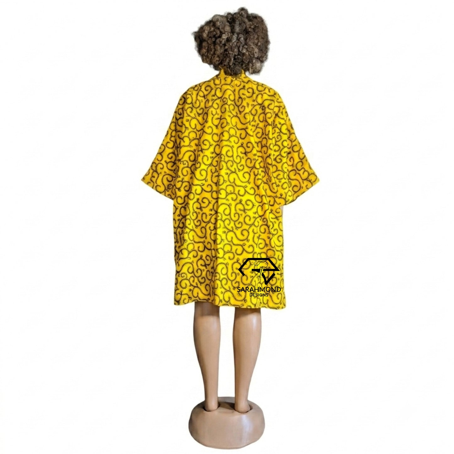 Sonia Women's Wide Sleeves African Print Oversized Kimono With Belt And Deep Pockets - One Size Fit Most