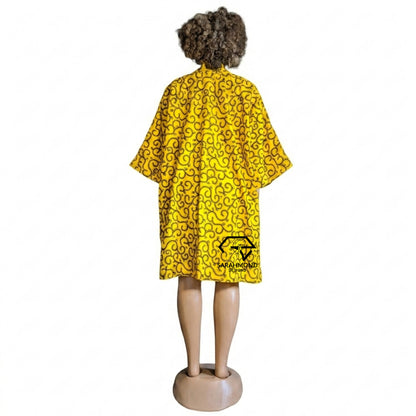 Kimono oversize imprimé africain Sonia pour femme, à manches larges, avec ceinture et poches profondes - Taille unique