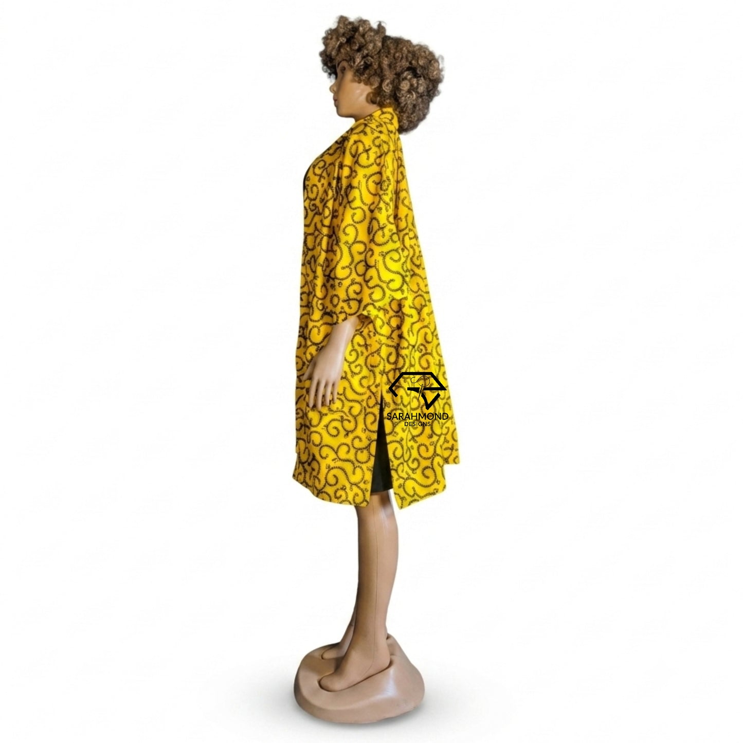 Sonia Women's Wide Sleeves African Print Oversized Kimono With Belt And Deep Pockets - One Size Fit Most