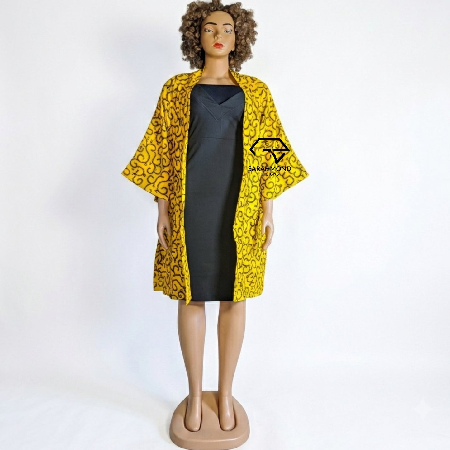 Sonia Women's Wide Sleeves African Print Oversized Kimono With Belt And Deep Pockets - One Size Fit Most