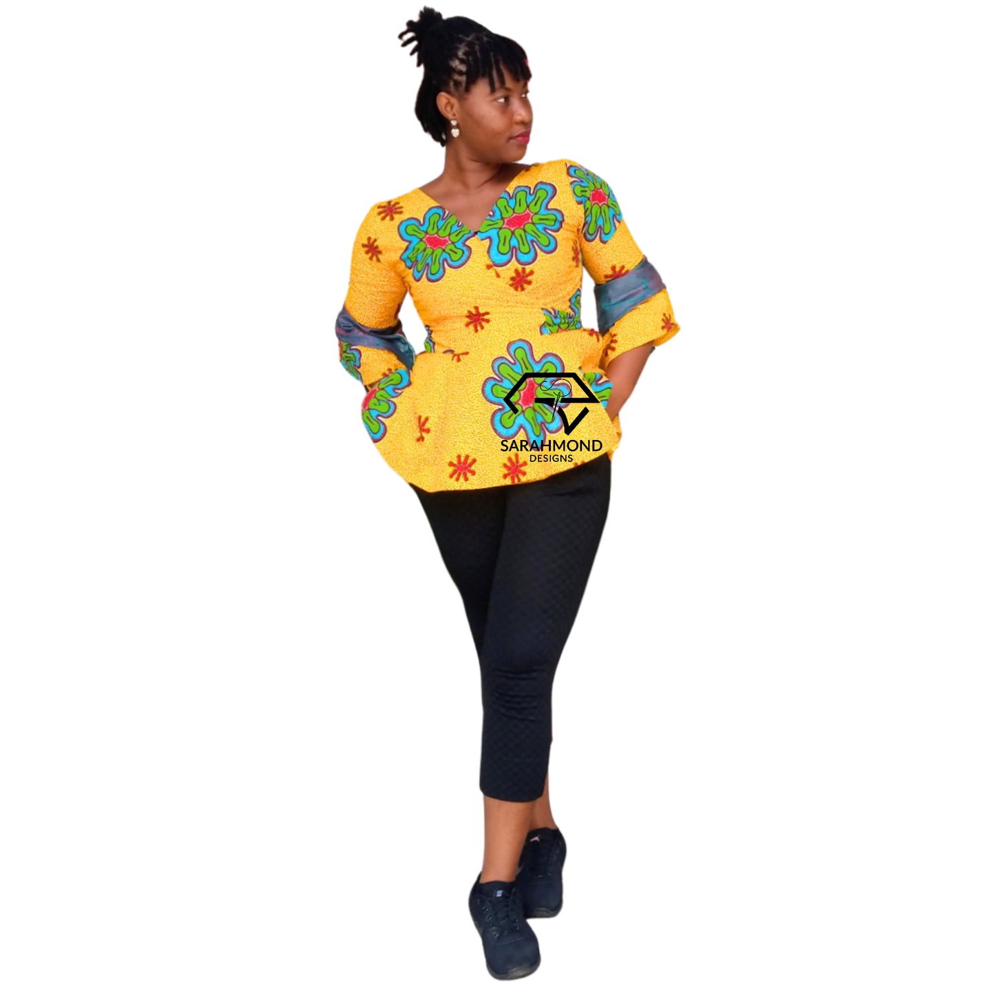 Xin Ankara Wrap Top With Peplum - Custom Made