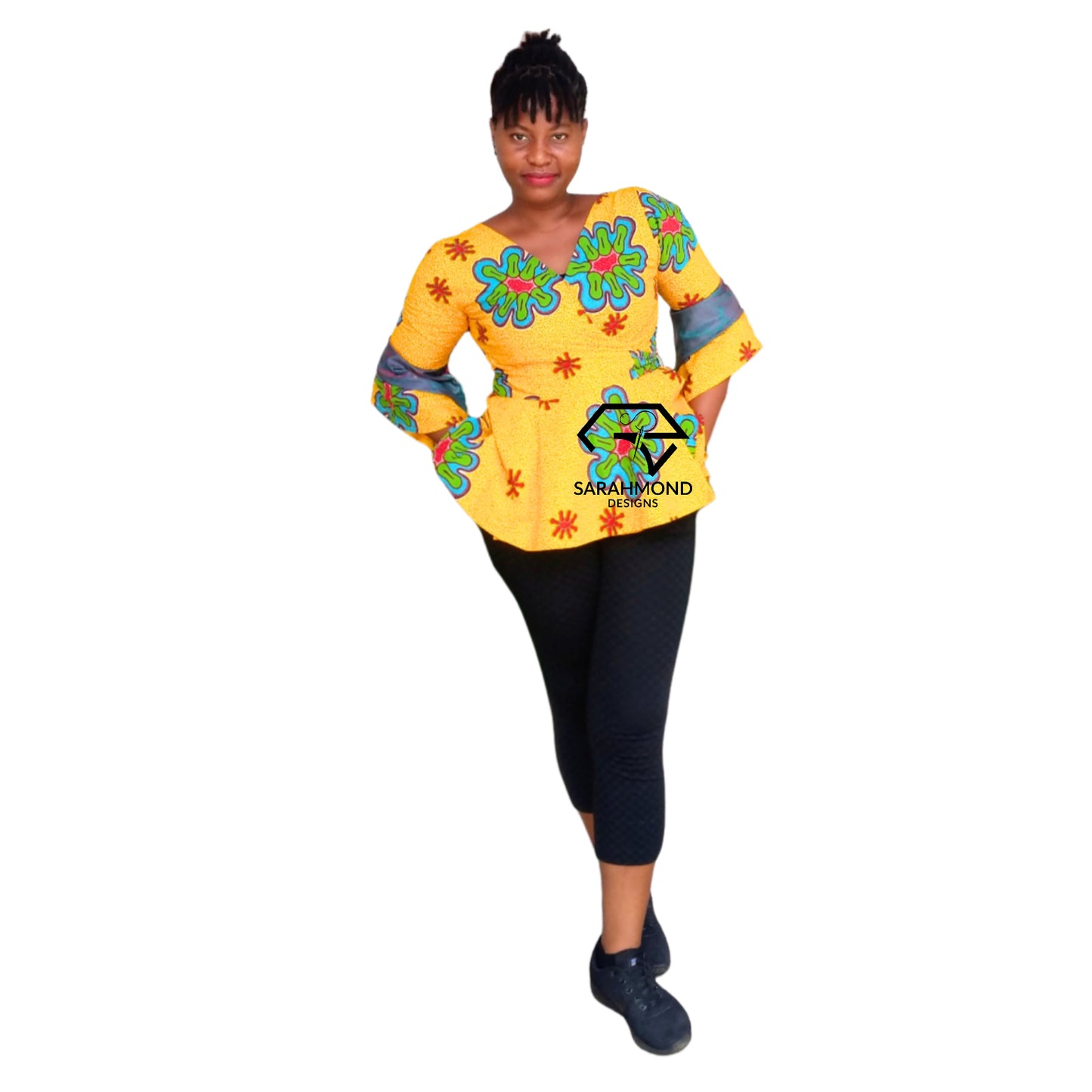 Xin Ankara Wrap Top With Peplum - Custom Made
